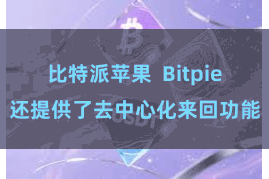 比特派苹果  Bitpie还提供了去中心化来回功能